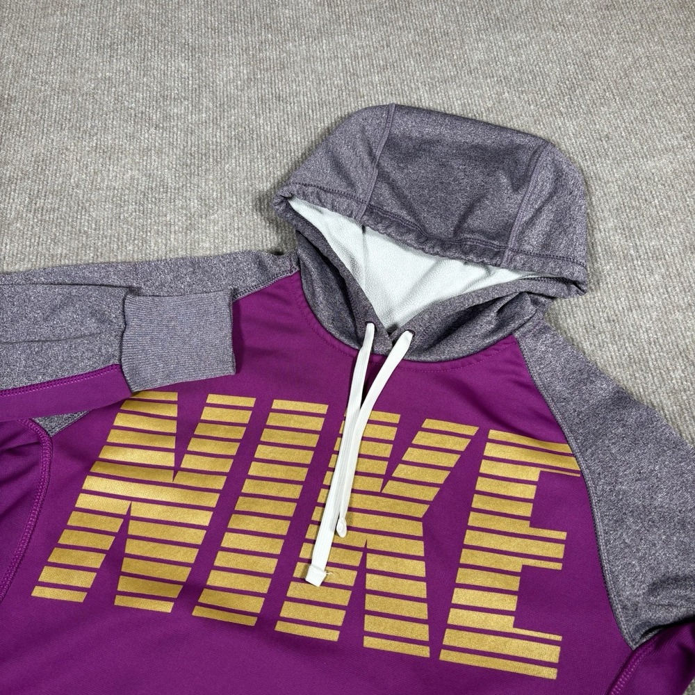 Nike Hoodie Sweatshirt Womens S Purple Pullover Therma Fit Performance Logo‎